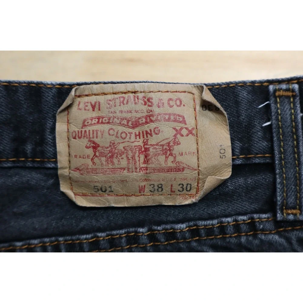 Vintage Levis 501 XX  Jeans Mens Size 38x30 Gray USA Made Button Fly Y2K Vintage